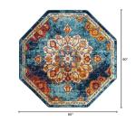 Rugs.com Parker Collection Rug – 5 Ft Octagon Multi Medium Rug Perfect for Living Rooms, Kitchens, Entryways