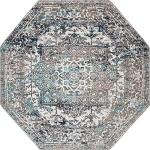 Rugs.com Arlington Collection Rug – 8 Ft Octagon Grey Medium-Pile Rug Perfect for Living Rooms, Kitchens, Entryways