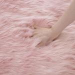 Fluffy Pink Heart Shaped Faux Fur Area Rug