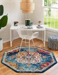 Rugs.com Parker Collection Rug – 5 Ft Octagon Multi Medium Rug Perfect for Living Rooms, Kitchens, Entryways