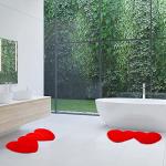 Hoolerry Double Heart Shaped Bath Rug, Red