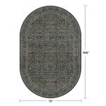 Washable Oval Area Rug 6x9, Dark Green Floral Oval Dining Rug, 6x9 Living Room Rug, Low Pile Non-Slip Floor Carpet for Bedroom, Playroom, Office - Vintage Oriental Stain Resistant Traditional Decor