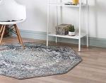 Rugs.com Arlington Collection Rug – 8 Ft Octagon Grey Medium-Pile Rug Perfect for Living Rooms, Kitchens, Entryways