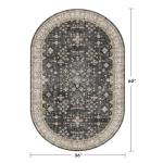 Washable Small Oval Rug 3x5 for Entryway, Black Boho Oval Area Rug for Kitchen, Bedroom Bedside, Mudroom, Modern Moody Low Pile Carpet for Bathroom, Laundry Room, Throw Rug Indoor Non-Slip