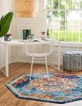 Rugs.com Parker Collection Rug – 5 Ft Octagon Multi Medium Rug Perfect for Living Rooms, Kitchens, Entryways