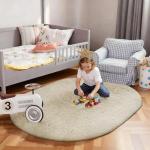 Ophanie 3x5 Oval Ivory Rugs for Bedroom Living Room, Fluffy Fuzzy Furry Carpet, Plush Soft Shaggy Bedside Indoor Floor Area Rug for Kids Girls Boys Baby Teen Dorm Nursery Home Decor Aesthetic