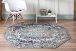 Rugs.com Arlington Collection Rug – 8 Ft Octagon Grey Medium-Pile Rug Perfect for Living Rooms, Kitchens, Entryways