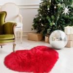 Red Heart Shaped Fluffy Rug for Cozy Decor