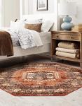 Rugs.com Eden Collection Rug – 7 Ft Octagon Terracotta Medium Rug Perfect for Living Rooms, Kitchens, Entryways