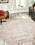 Rugs.com Oregon Collection Rug – 5 Ft Octagon Ivory Low-Pile Rug Perfect for Living Rooms, Kitchens, Entryways