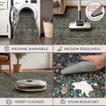 Washable Oval Area Rug 6x9, Dark Green Floral Oval Dining Rug, 6x9 Living Room Rug, Low Pile Non-Slip Floor Carpet for Bedroom, Playroom, Office - Vintage Oriental Stain Resistant Traditional Decor