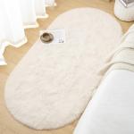 Goideal Fluffy Bedroom Rug, Small Oval Area Rugs, Cream Shag Bedside Carpet for Kids Room Nursery Dorm Cute Fuzzy Indoor Decor for Boy and Girl, 2.6 x 5.3 Feet