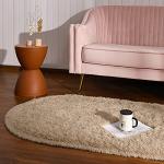 Softlife Fluffy Rugs for Bedroom, Shag Cute Area Rug for Girls and Kids Baby Room Home Decor Fall Decor, 2.6 x 5.3 Feet Oval Indoor Carpet for Nursery Dorm Living Room, Camel