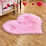 YRXRUS Heart Rug, Pink Heart Shaped Rug, Fluffy Faux Fur Rugs, Shag Mats for Bedroom Living Room, Love Coquette Room Decor 2x3 Ft