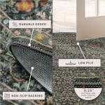 Washable Oval Area Rug 6x9, Dark Green Floral Oval Dining Rug, 6x9 Living Room Rug, Low Pile Non-Slip Floor Carpet for Bedroom, Playroom, Office - Vintage Oriental Stain Resistant Traditional Decor