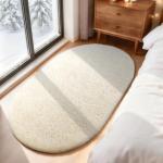 Ophanie 3x5 Oval Ivory Rugs for Bedroom Living Room, Fluffy Fuzzy Furry Carpet, Plush Soft Shaggy Bedside Indoor Floor Area Rug for Kids Girls Boys Baby Teen Dorm Nursery Home Decor Aesthetic