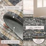 Washable Small Oval Rug 3x5 for Entryway, Black Boho Oval Area Rug for Kitchen, Bedroom Bedside, Mudroom, Modern Moody Low Pile Carpet for Bathroom, Laundry Room, Throw Rug Indoor Non-Slip