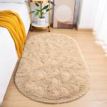 Goideal Fluffy Bedroom Rug, Small Oval Area Rugs, Beige Shag Bedside Carpet for Kids Room Nursery Dorm Cute Fuzzy Indoor Decor for Boy and Girl, 2.6 x 5.3 Feet