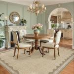 GarveeHome Scalloped Washable 8x10 Rug for Living Room Non-Slip Solid Tan Jute Digital Printing Modern Low-Pile Carpet 8 x 10 Rug for Bedroom Dining Nursery Mat with Rubber Back