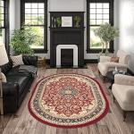 5x7 Oval Indoor Area Rug for Living Room, Dining Room, Bedroom, Entryway | Alfombras para Salas | Traditional, Oriental | Red 5'3'' x 7'3'' Oval