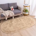 Goideal Fluffy Bedroom Rug, Small Oval Area Rugs, Beige Shag Bedside Carpet for Kids Room Nursery Dorm Cute Fuzzy Indoor Decor for Boy and Girl, 2.6 x 5.3 Feet