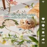 jinchan Floraison Floral Oval Rug for Entryway 3x5 Washable Oriental Flower Design Soft Non Slip Lightweight Low-Pile Chinoiserie Throw Carpet for Bedroom Living Kitchen Room Home Beige/Blue