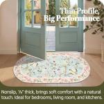jinchan Floraison Floral Oval Rug for Entryway 3x5 Washable Oriental Flower Design Soft Non Slip Lightweight Low-Pile Chinoiserie Throw Carpet for Bedroom Living Kitchen Room Home Blue/Pink