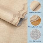 GarveeHome 5x7 Scalloped Area Rug Tan Jute Washable Rugs for Living Room Bedroom, Soft Low Pile Non Slip Accent Floor Mat Solid Floral Print Throw Rug Farmhouse Indoor Carpet for Dorm Playroom