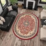 5x7 Oval Indoor Area Rug for Living Room, Dining Room, Bedroom, Entryway | Alfombras para Salas | Traditional, Oriental | Red 5'3'' x 7'3'' Oval