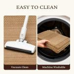 MatEssenz 3x5 ft Area Rug - Machine Washable Non-Slip Boho Rug for Living Room, Woven Rug for Bedroom, Dining Room, Home Office - Soft, Lightweight, Stain-Resistant, Soundproof - Light Taupe Brown