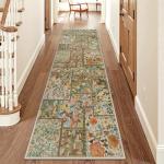 Uphome Floral Washable Tan Runner Rug 2.5x8