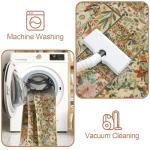 Uphome Floral Washable Tan Runner Rug 2.5x8