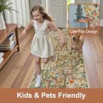 Uphome Floral Washable Tan Runner Rug 2.5x8