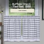 Buffalo Check Grey & White Tier Curtain Set