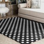 ALAZA White and Black Polka Dot Area Rug