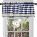 Buffalo Check Valance Curtains - Navy & Ivory