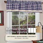 Buffalo Check Valance Curtains - Navy & Ivory