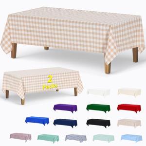 Khaki and White Checkered Tablecloth Set