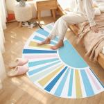 Lacomfy Boho Sun Half Circle Rug, 2.6x5Ft