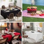 Khaki and White Checkered Tablecloth Set