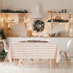 Khaki and White Checkered Tablecloth Set