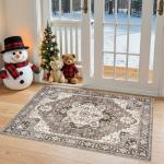 Washable Vintage Distressed Entryway Area Rug 2x3