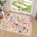 Floral Washable Non-Slip Small Entryway Rug