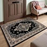 Black Vintage Floral 2x3 Area Rug - Washable