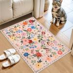 Floral Washable Non-Slip Small Entryway Rug