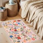Floral Washable Non-Slip Small Entryway Rug
