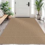 EARTHALL Woven Area Rug 4x6 Ft Washable Rugs for Entryway Non Slip Braided Throw Rugs Bedroom Carpet Cotton Entry Rug Cotton Floor Carpets for Bedroom Dining Room Living Room, Orange/Tan/Brown