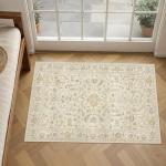 Beige Vintage Entryway Rug - Washable & Non-Slip