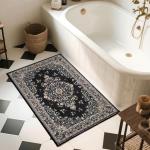 Black Vintage Floral 2x3 Area Rug - Washable
