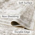 Beige Vintage Medallion Washable Area Rug 2x3